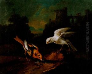 Pastoralt Landskap Med Faglar by Philipp Ferdinand de Hamilton