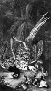 Erlegtes Federwild In Einem Waldgrund by Philipp Ferdinand de Hamilton