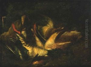 Still Life Of A Coot, Black-headed Gull And Mallard On A Bank