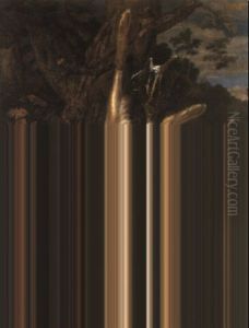 Une Nature Morte De Chasse Avec Un Lievre Suspendu A Un Arbre.. by Philipp Ferdinand de Hamilton