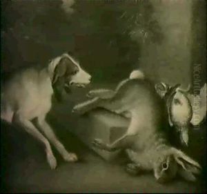 Ein Jagdhund Mit Erlegtem Wild Ein Jagdhund Mit Erlegtem Wild