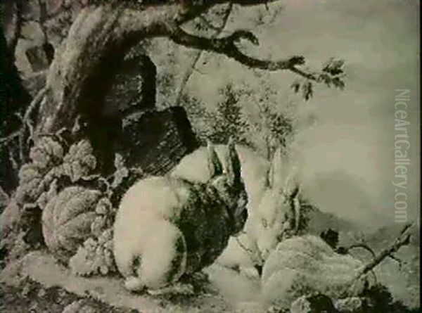 Rabbits In A Landscape With Gourds - view 1
