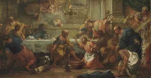 Christ Washing His Disciples' Feet At The Last Supper by Antonio Balestra