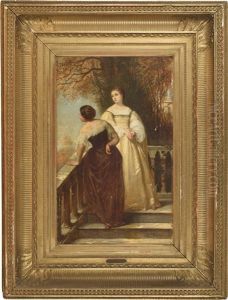 Zwei Damen Am Balkon by Edouard Jean Conrad Hamman