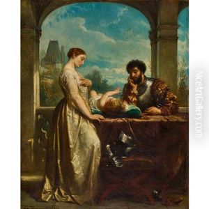 Adeliges Paar Mit Kleinkind by Edouard Jean Conrad Hamman