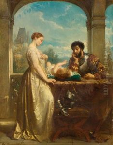 Ritter Mit Edeldame Und Kind by Edouard Jean Conrad Hamman