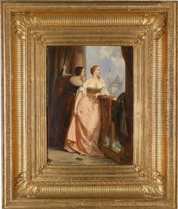 Zwei Damen Am Balkon, Im Hintergrund San Giorgio Maggiore, Venedig by Edouard Jean Conrad Hamman