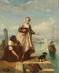 Awaiting The Gondola by Edouard Jean Conrad Hamman