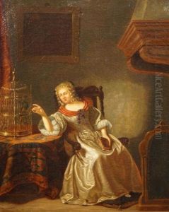 Interior With A Woman At A Birdcage