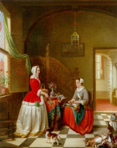 A Lady Giving Instructions To Her Maid - view 1
