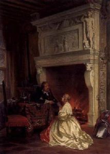 Vornehmes Paar Vor Dem Kamin by Alexis van Hamme