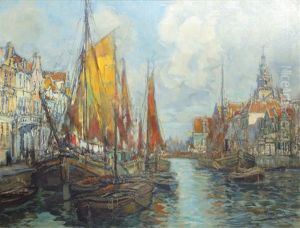 Canal In Amsterdam With The Oude Kerk by Otto Hammel