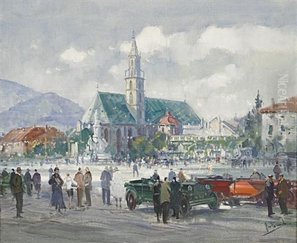 Der Waltherplatz In Bozen. Belebte Szene - view 1