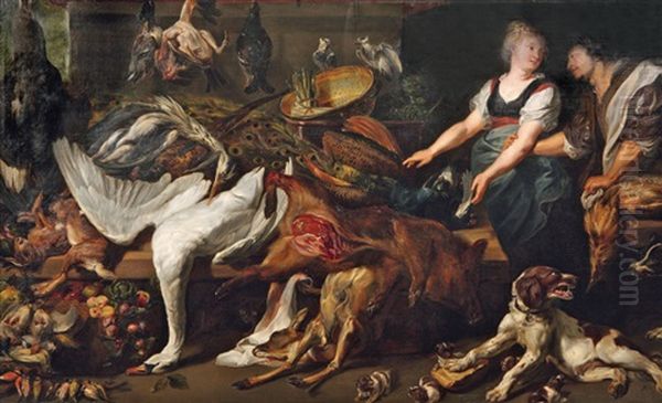 Interieur De Cuisine Avec Des Trophees De Gibier, Cygne, Paon, Faisans Et Volailles (after Frans Snyders And Pierre-paul Rubens) - view 1