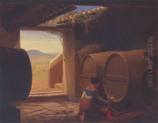 Italienerinde, Der Tapper Rodvin I En Vinkaelder - view 1