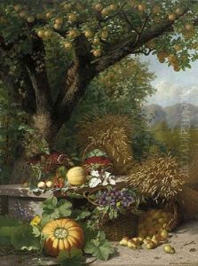 An Autumn Harvest Of Fruits From The Garden And Fields by William Hammer