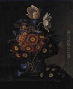 Aurikler I En Vase Pa Et Bord by William Hammer