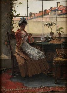 Das Modell Des Malers Bei Der Teepause by Max Hammerl