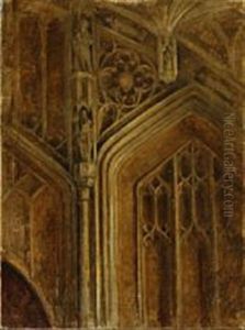 Architectural Detail Of The Interior In The Divinity School In Oxford by Svend Hammershoi