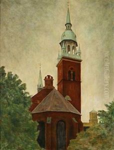 View Of The Church Of The Holy Spirit In Copenhagen by Svend Hammershoi