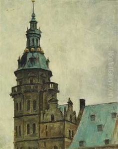Parti Fra Frederiksborg Slot (+ Kirkeinterior; 2 Works) by Svend Hammershoi