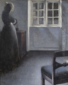Woman Before A Mirror, Strandgade 30 by Vilhelm Hammershoi