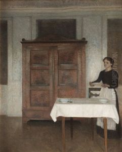 Pigen Daekker Bord (the Maid Laying The Table) by Vilhelm Hammershoi