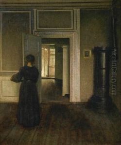 Interior With Stove by Vilhelm Hammershoi