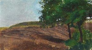 Landskab Med Marker Og Traeer by Vilhelm Hammershoi