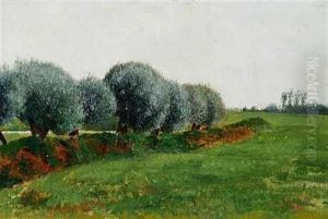 Landskab Med En Raekke Traeer by Vilhelm Hammershoi