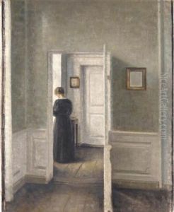 Kvinde I Interior by Vilhelm Hammershoi