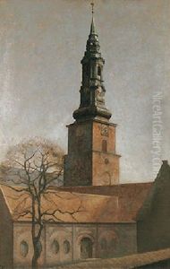 S. Petri Kirke, Set Fra Larslejstraede by Vilhelm Hammershoi