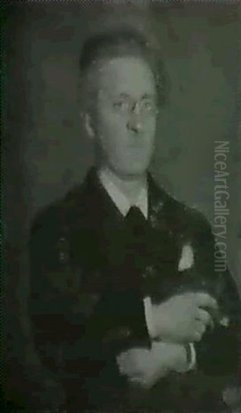 Portraet Af Tandlaege Alfred Bramsen, 42 Ar Gammel. Bryst-  Billede Med Haender. Siddende. Naesten En Face... - view 1