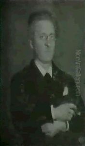 Portraet Af Tandlaege Alfred Bramsen, 42 Ar Gammel. Bryst-  Billede Med Haender. Siddende. Naesten En Face... by Vilhelm Hammershoi