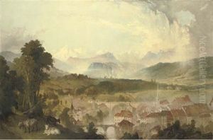 View Of Berne With The Aar River And The Nydegg Bridge (collab. W/george W. Horlor)