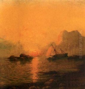 Ships With Brilliant Sun by John Olson Hammerstad