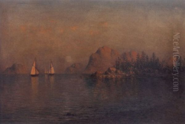 Coastal Scene With Sailboats - view 1