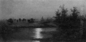 Buffalo At The River by John Olson Hammerstad