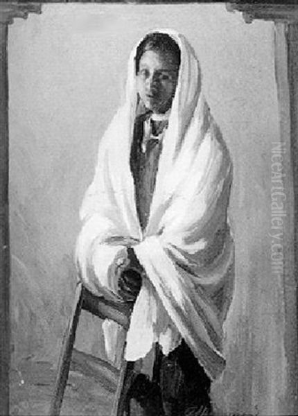 Indian Woman With White Shawl - view 1
