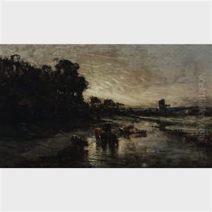 Cattle In Stream by John A. Hammond