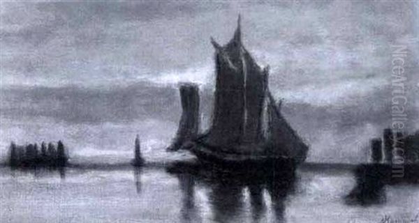 Sailboats At Dusk - view 1