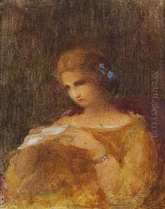 Portrat Einer Lesenden Frau by Jean Louis Hamon