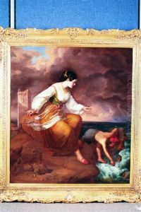 Woman And Child By A Stormy Shore Woman And Child By A Stormy Shore