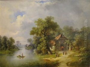 Landschap Met Figuren Bij Een Boerenhuis Landschap Met Figuren Bij Een Boerenhuis
