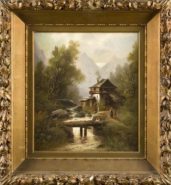 Berglandschaft Mit Wassermuhle Und Figurenstaffage - view 1