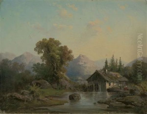 Eine Muhle Am Wasser In Alpiner Landschaft - view 1