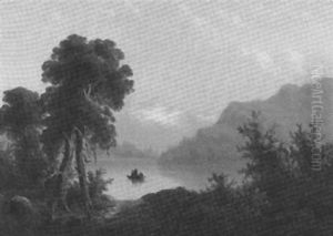 Urwuchsige Gebirgslandschaft Mit Einem Ruderboot Auf Einem See by Guido Hampe