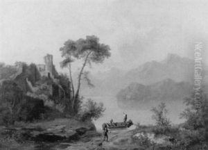 Uferpartie Mit Burgruine An Einem Bergsee by Guido Hampe