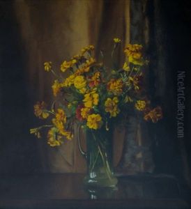 Yellow Floral Still Life by Carl Hampel