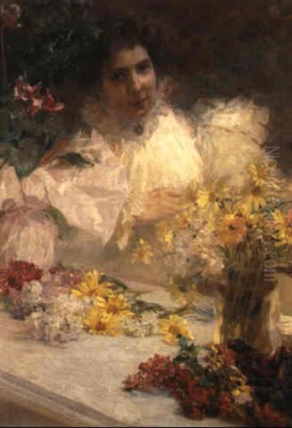 Self Portrait With Flowers - view 1